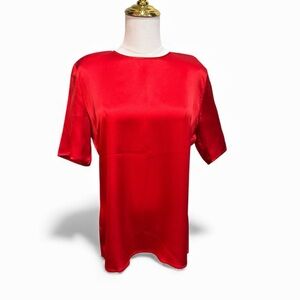 Escada by Margaretha Ley Red 100% Silk Satin Blouse | Vintage 80s/90s | Size 38